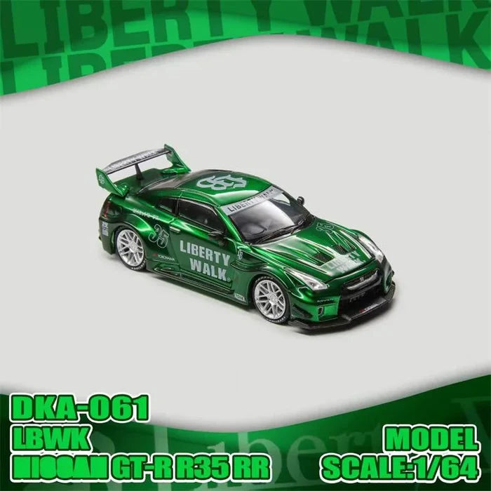 DemonKingAuto 1:64 LBWK R35-RR Chrome Green Die-Cast Car Model Miniature Gifts
