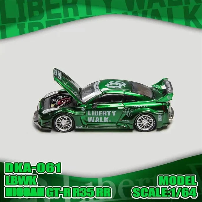DemonKingAuto 1:64 LBWK R35-RR Chrome Green Die-Cast Car Model Miniature Gifts