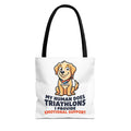 Dog Lover Tote Bag — "My Human Does Triathlons I Provide Emotional Support" Cute Pet Rescue Gift
