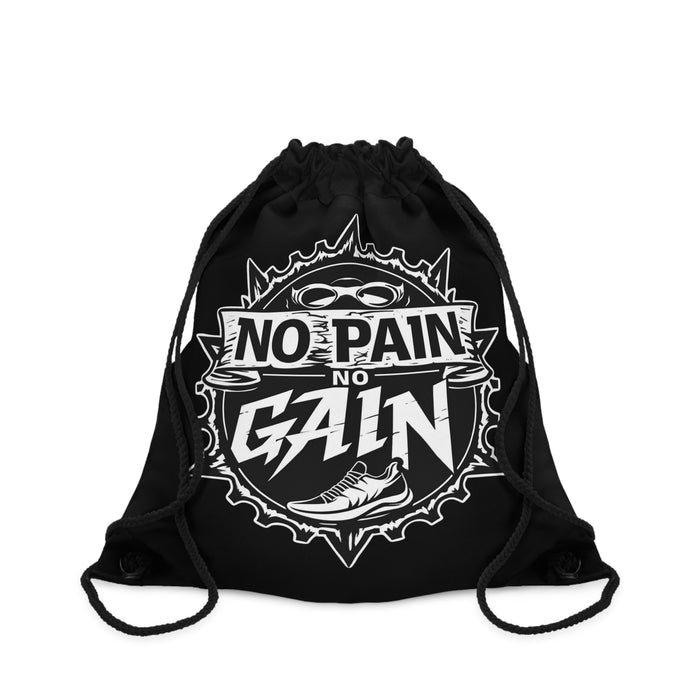 Drawstring Gym Bag - Quick-Dry Black Polyester Lined Zip - Bags - detail view