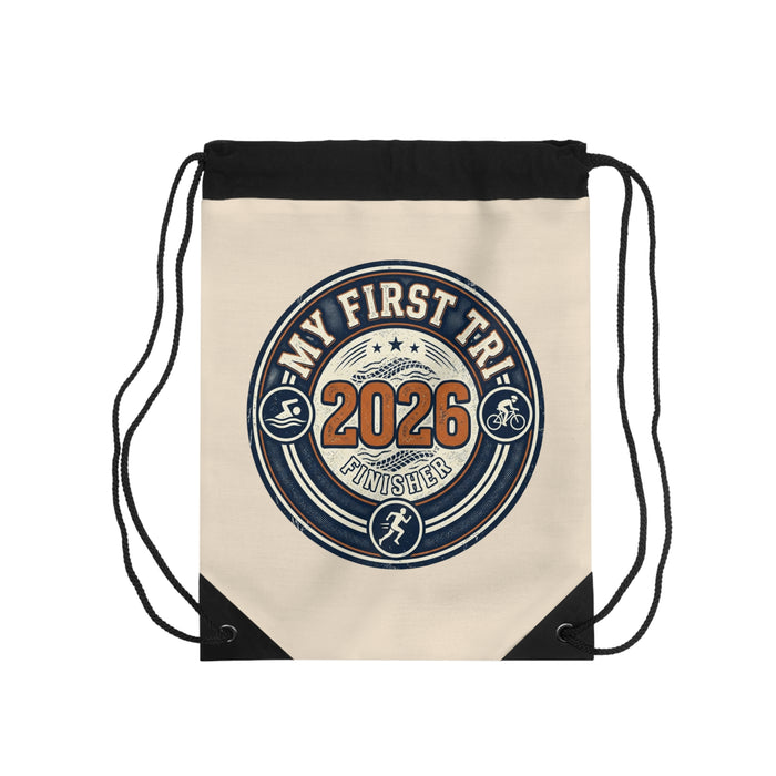 Drawstring Triathlon Bag - My First 2026 Finisher Medal-Inspired Gym