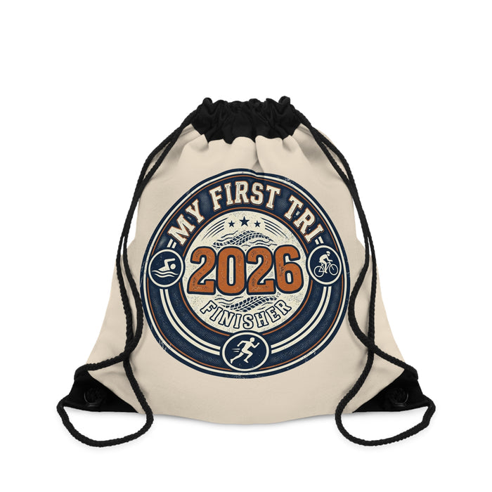 Drawstring Triathlon Bag - My First 2026 Finisher Medal-Inspired Gym