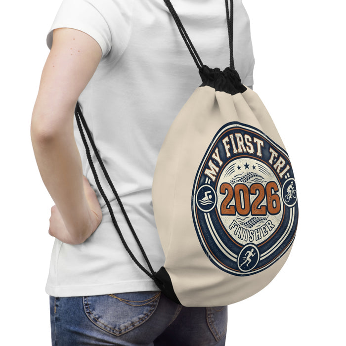 Drawstring Triathlon Bag - My First 2026 Finisher Medal-Inspired Gym