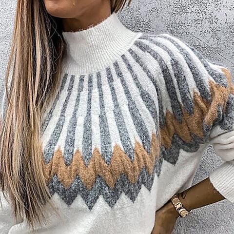 Dried Petals Mock Neck Long Sleeve Sweater