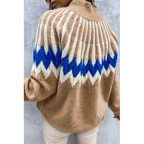 Dried Petals Mock Neck Long Sleeve Sweater