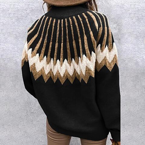 Dried Petals Mock Neck Long Sleeve Sweater