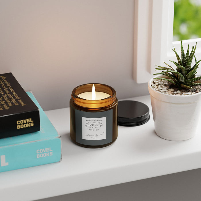 Eco-Friendly Wetsuit Squeeze Soy Candle | Coconut Cream & - Home Decor - lifestyle view