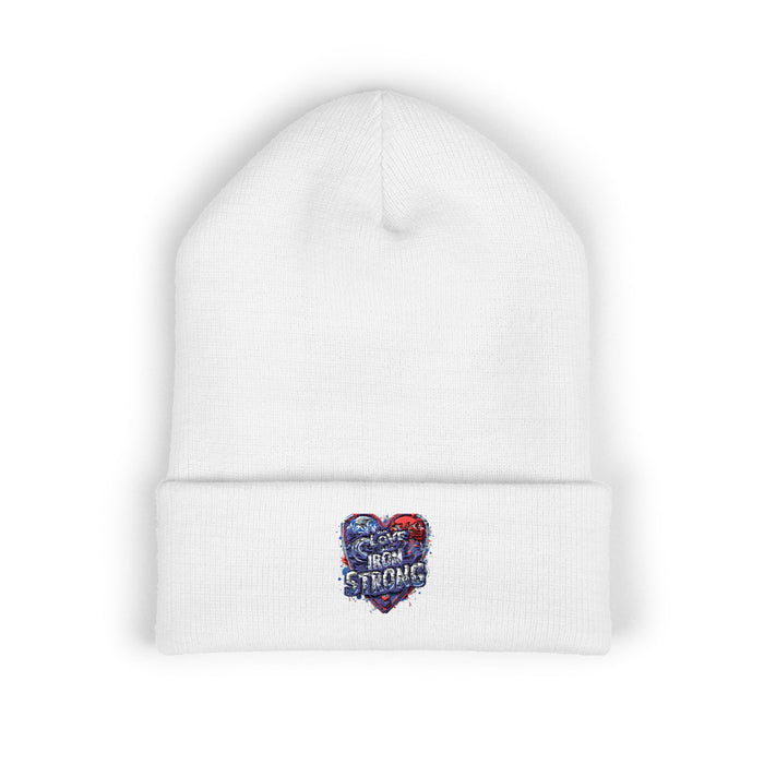 Embroidered Heart Cuffed Beanie - Hats