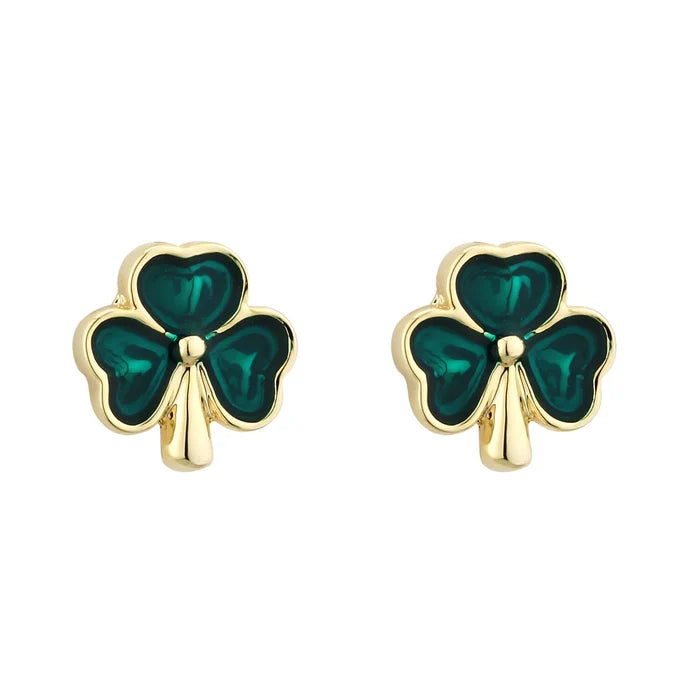 Enamel Shamrock Stud Earrings