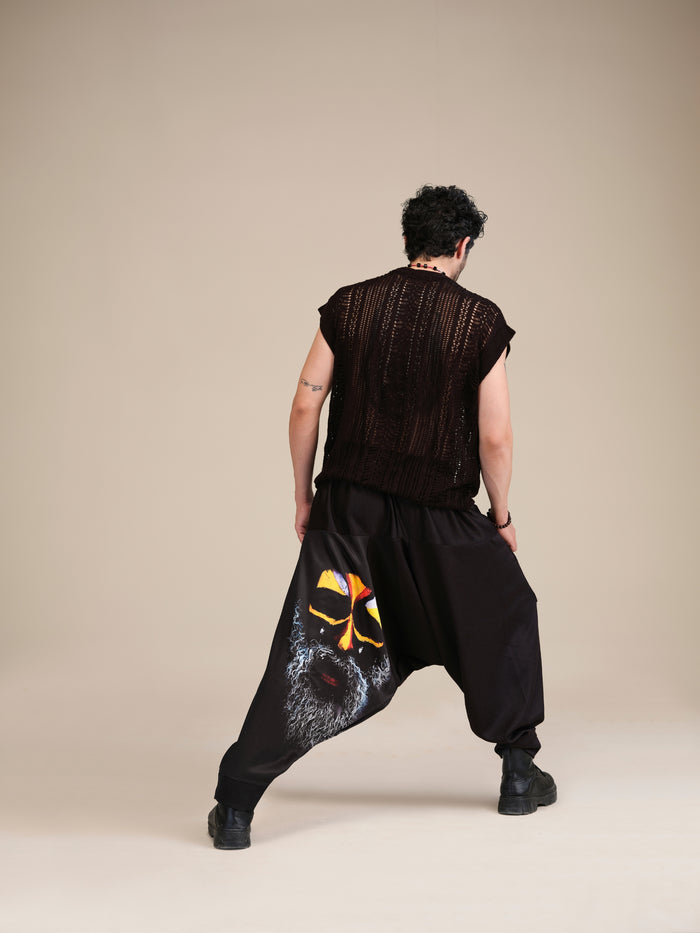 Enimane Men's Harem Pants Black – Relaxed Fit Full Body