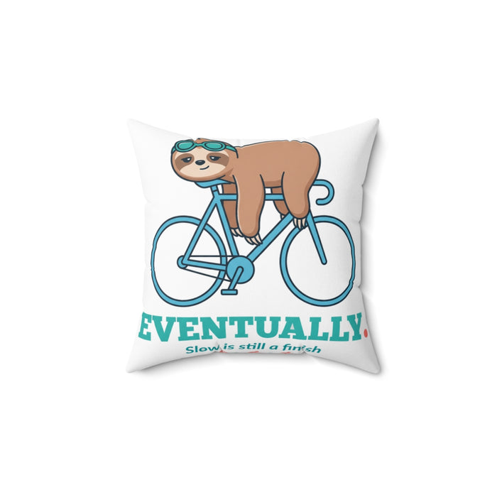 Eventually Sloth Triathlete Throw Pillow — front