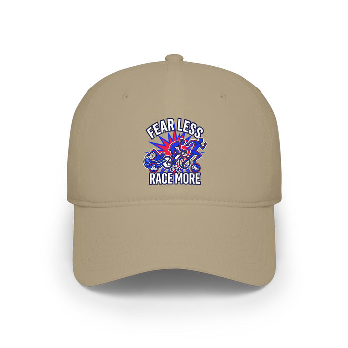 Fear Less Race More Baseball Cap — Racing Graphic Low Profile Hat