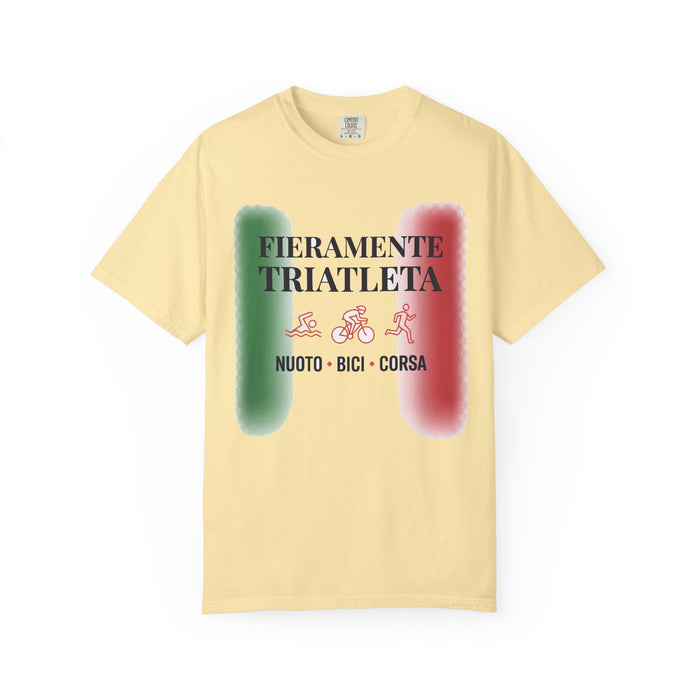 Fieramente Triatleta Bella+Canvas Unisex Tee — Swim Bike Run Italian