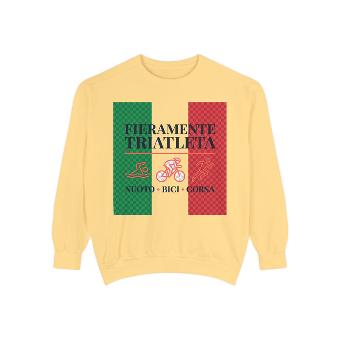 Fieramente Triatleta Crewneck Sweatshirt — Swim Bike Run Italian Tri