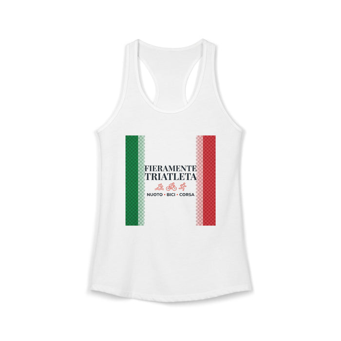 Fieramente Triatleta Women's Racerback Tank — Swim Bike Run Italian