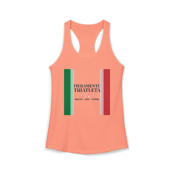 Fieramente Triatleta Women's Racerback Tank — Swim Bike Run Italian