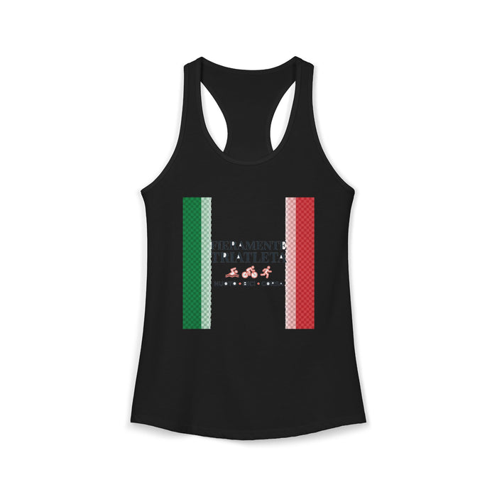 Fieramente Triatleta Women's Racerback Tank — Swim Bike Run Italian