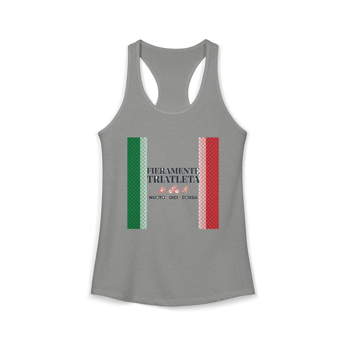 Fieramente Triatleta Women's Racerback Tank — Swim Bike Run Italian