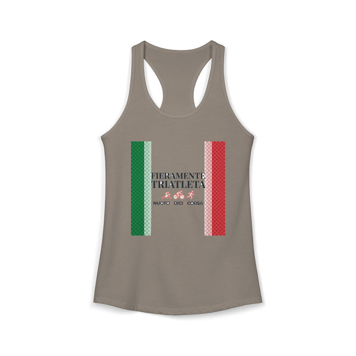 Fieramente Triatleta Women's Racerback Tank — Swim Bike Run Italian