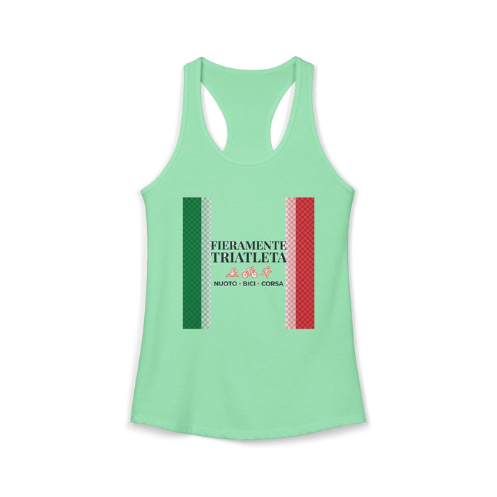 Fieramente Triatleta Women's Racerback Tank — Swim Bike Run Italian