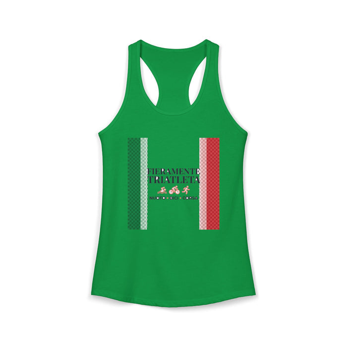 Fieramente Triatleta Women's Racerback Tank — Swim Bike Run Italian