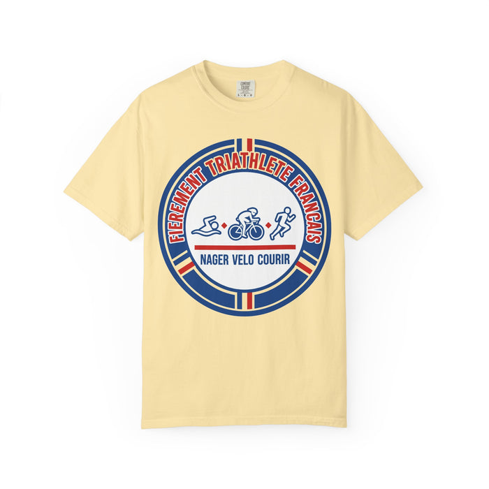 Fièrement Triathlète Français Bella+Canvas Unisex Tee — Swim Bike Ru