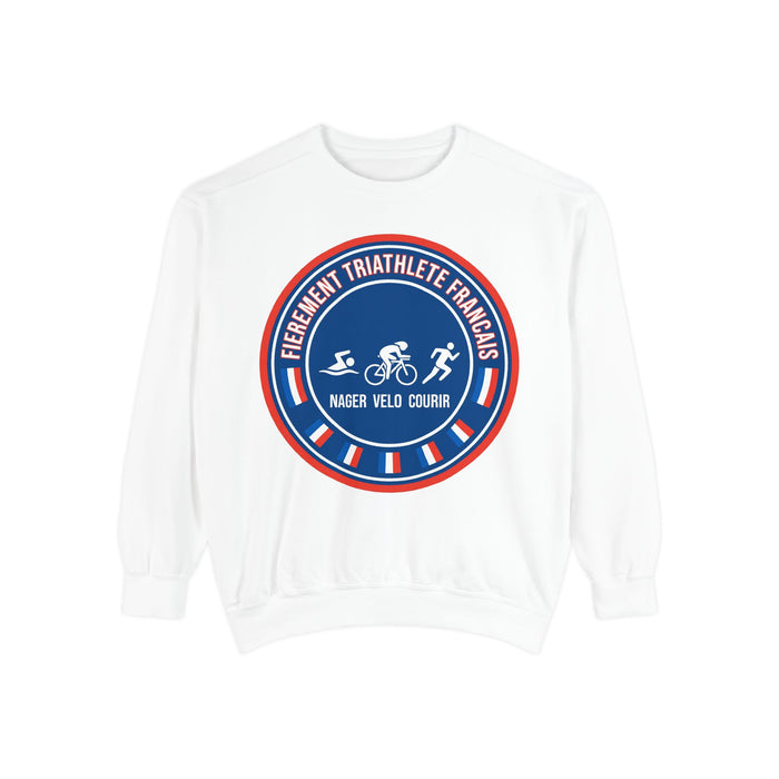 Fièrement Triathlète Français Crewneck Sweatshirt — Swim Bike Run Fr