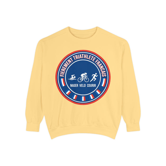 Fièrement Triathlète Français Crewneck Sweatshirt — Swim Bike Run Fr
