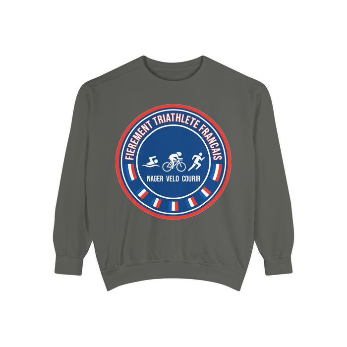 Fièrement Triathlète Français Crewneck Sweatshirt — Swim Bike Run Fr
