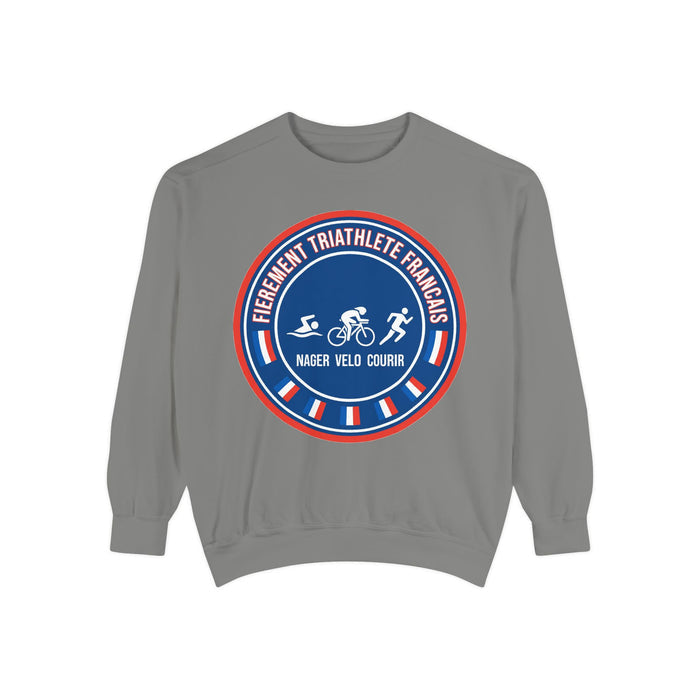 Fièrement Triathlète Français Crewneck Sweatshirt — Swim Bike Run Fr