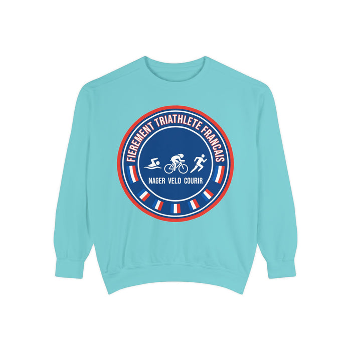 Fièrement Triathlète Français Crewneck Sweatshirt — Swim Bike Run Fr
