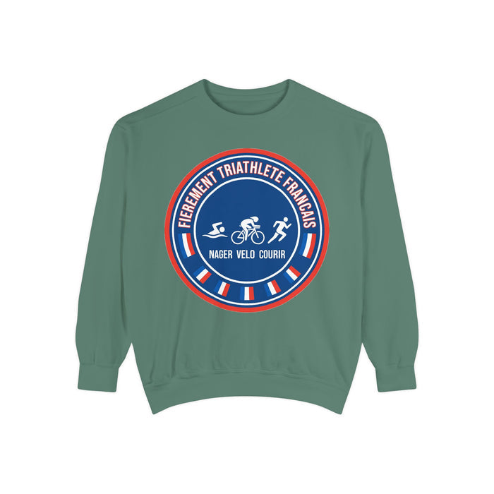 Fièrement Triathlète Français Crewneck Sweatshirt — Swim Bike Run Fr
