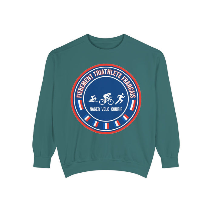 Fièrement Triathlète Français Crewneck Sweatshirt — Swim Bike Run Fr