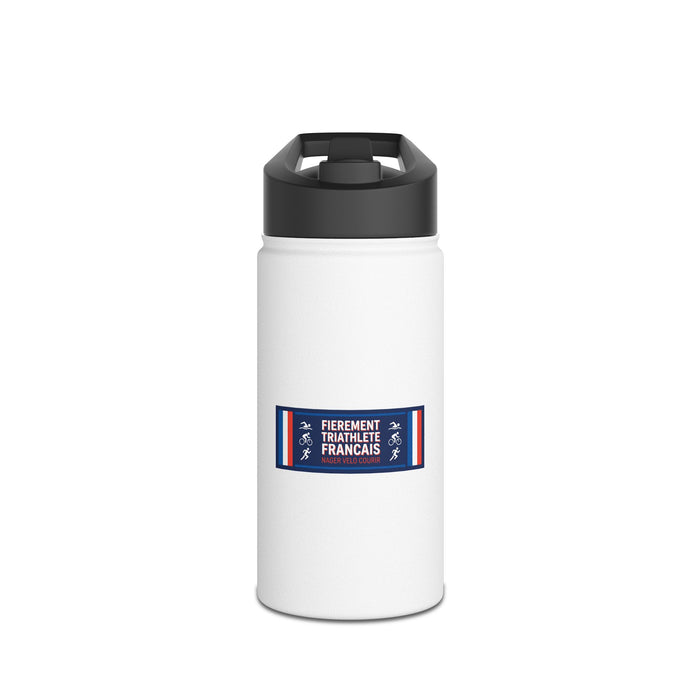 Fièrement Triathlète Français Stainless Steel Water Bottle — Swim Bi