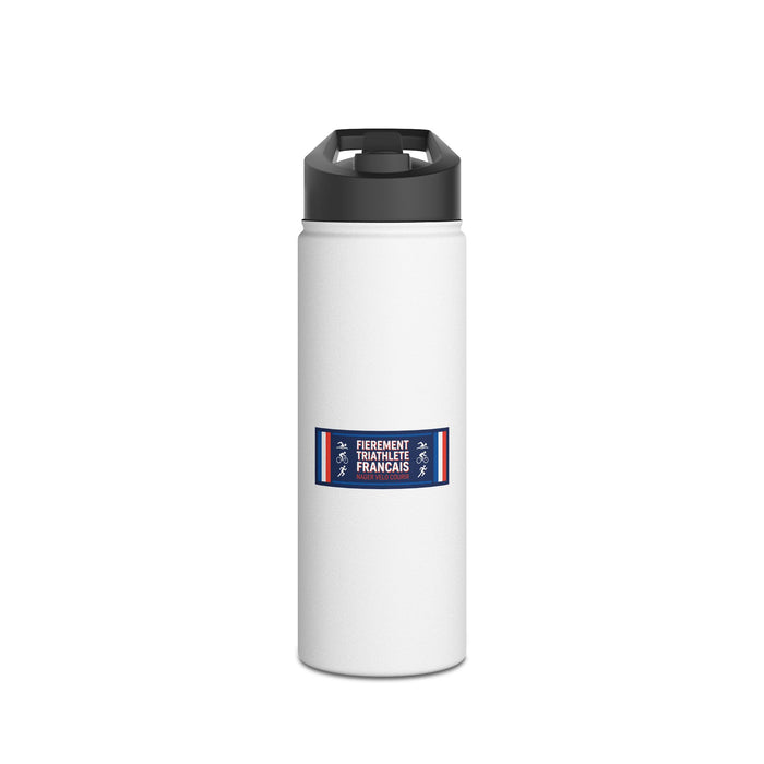 Fièrement Triathlète Français Stainless Steel Water Bottle — Swim Bi