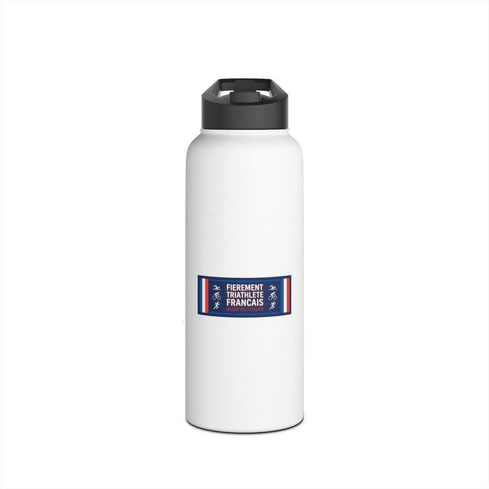 Fièrement Triathlète Français Stainless Steel Water Bottle — Swim Bi