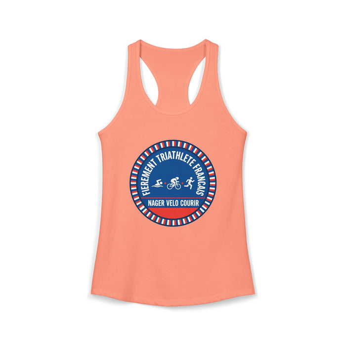 Fièrement Triathlète Français Women's Racerback Tank — Swim Bike Run