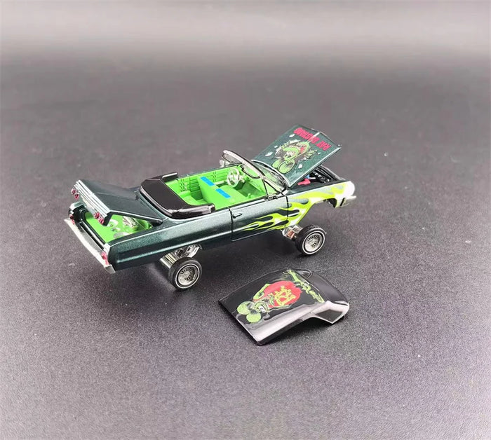 Fine Works64 1:64 Impala Lowrider Emerald Rat Die-Cast Car Model Miniature Gifts