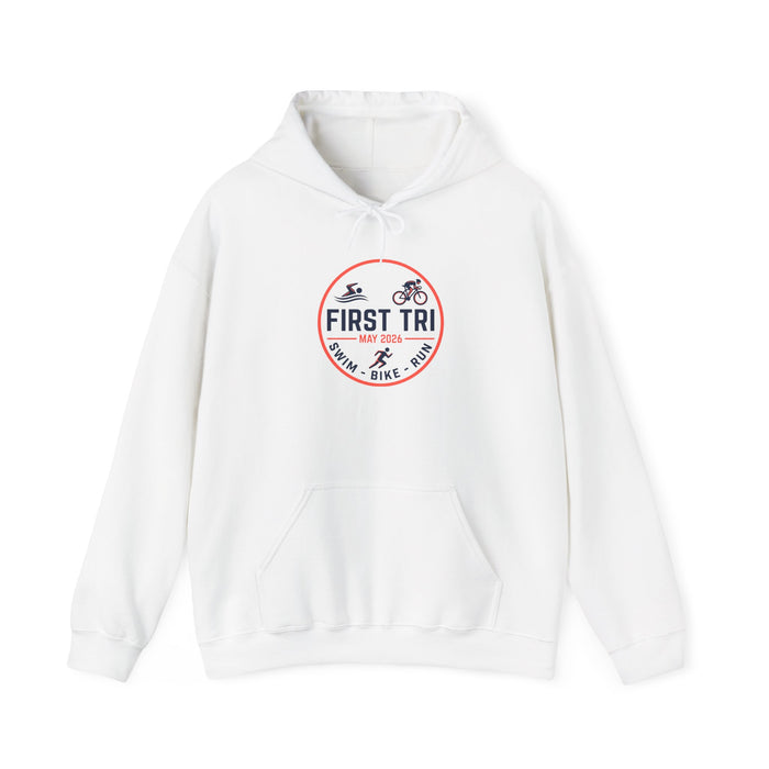 First Triathlon Hoodie – "First Tri" Swim Bike Run Logo Pullover