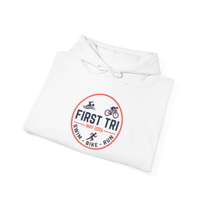 First Triathlon Hoodie – "First Tri" Swim Bike Run Logo Pullover
