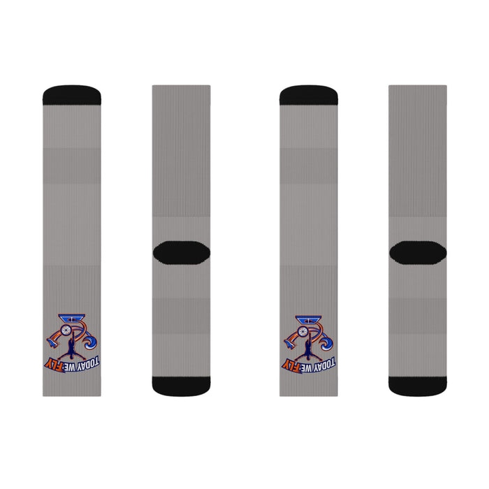 Fly Racing Gray Sublimation Socks — Retro Motorcycle Moto Design