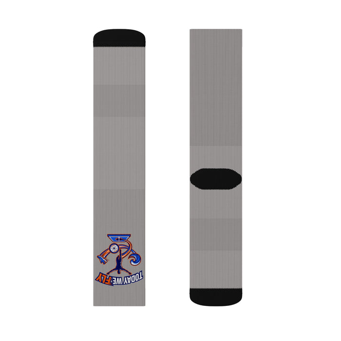 Fly Racing Gray Sublimation Socks — Retro Motorcycle Moto Design
