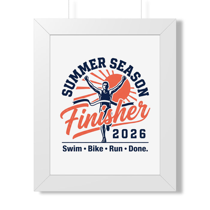 Framed Vertical Poster — "Summer Season Finisher 2026" Triathlon Wall Art
