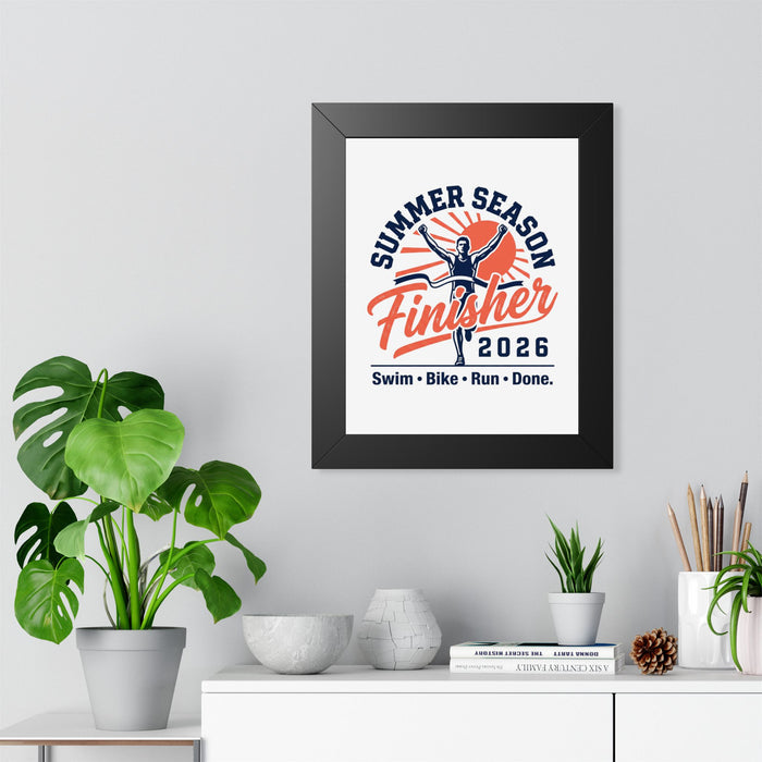 Framed Vertical Poster — "Summer Season Finisher 2026" Triathlon Wall Art