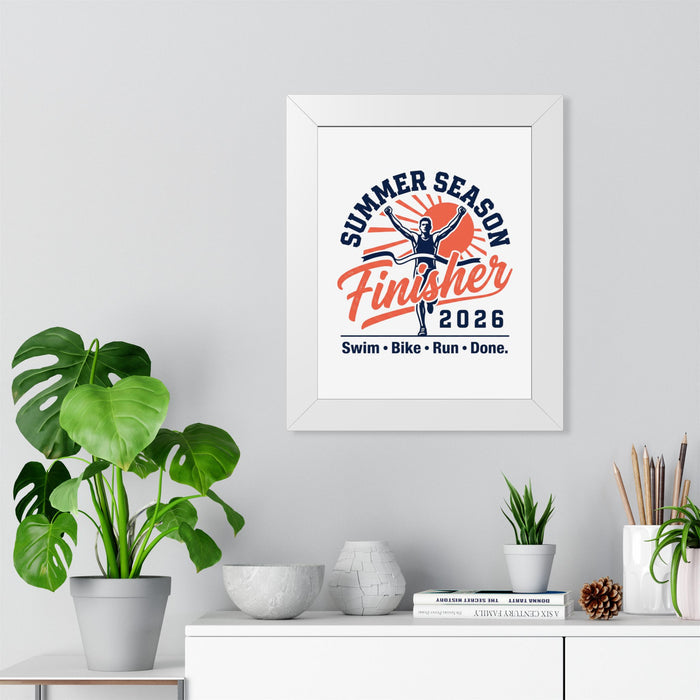 Framed Vertical Poster — "Summer Season Finisher 2026" Triathlon Wall Art