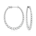 Sterling silver bead hoop earrings with round linked beads and post closure, pair