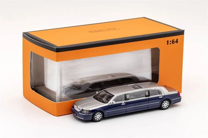 GCD 1:64 Lincoln Town Car Mk3 FN145 SilverBlue/GoldGreen  LHD Diecast Model Car