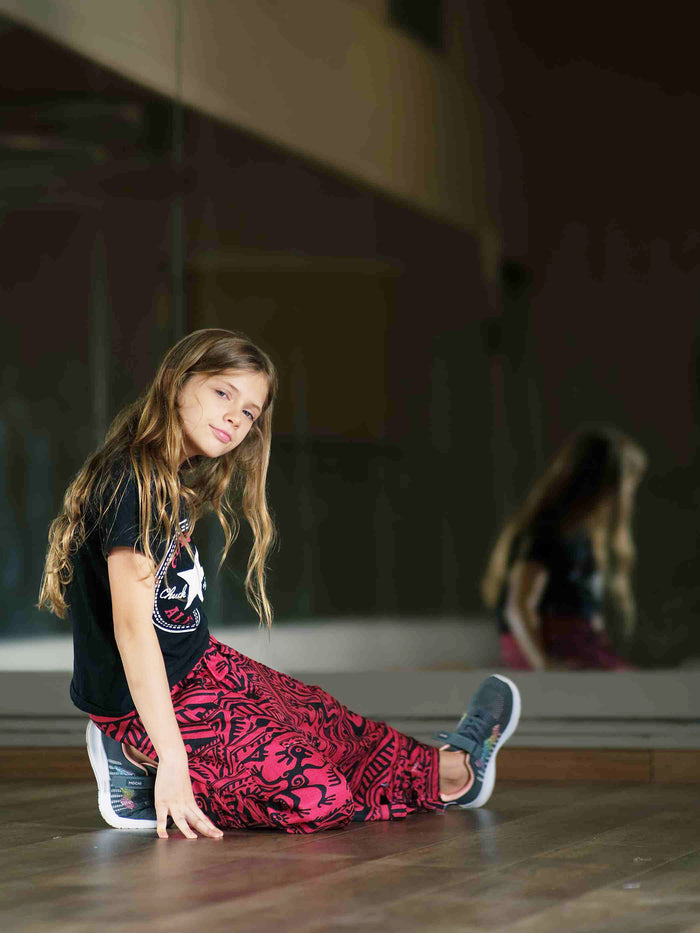 Girl's Kids Red Boho Baggy Hippy Harem Pants For Dance