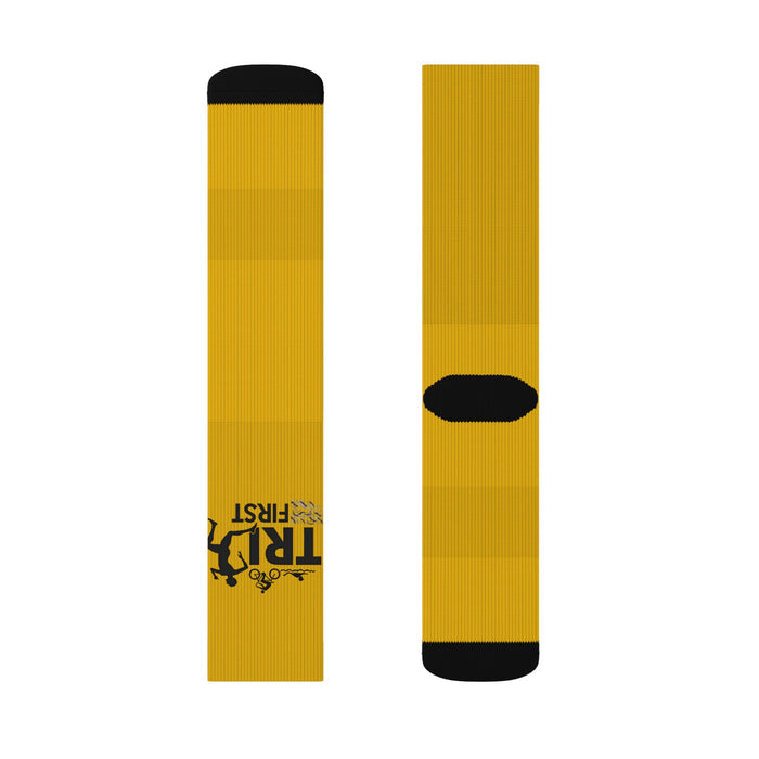 Gold Sublimation Crew Socks - All Over Prints - lifestyle view