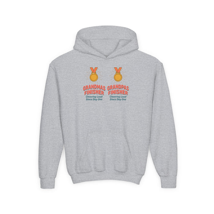 Grandma & Grandpa Finisher Hoodie – Cute Kids Medal Shirt for Little Runners